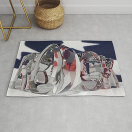 Rock in transparent letters with american flag Rug