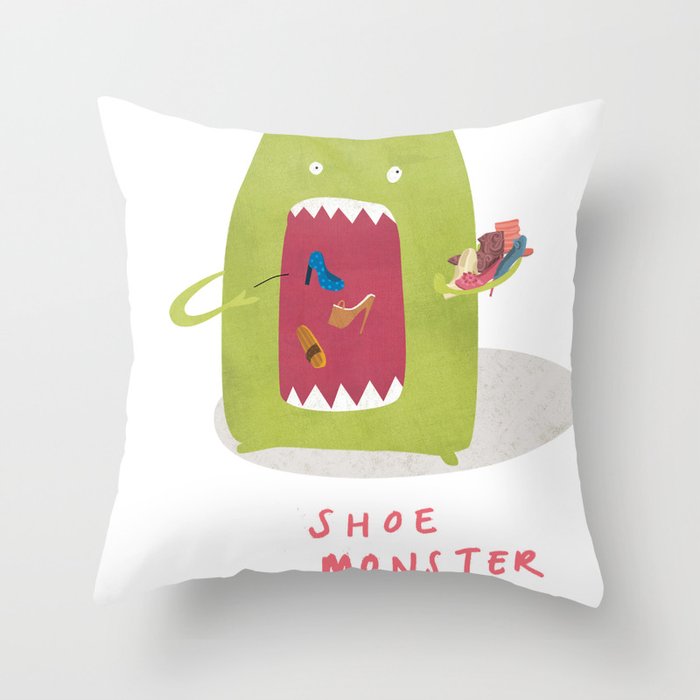 Shoe Monster Throw Pillow