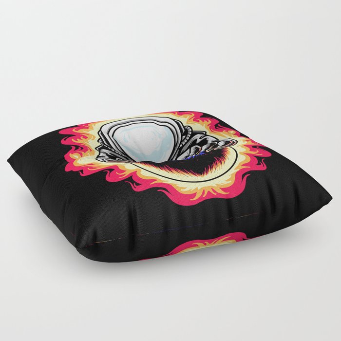 Astronaut Fire Moon Floor Pillow
