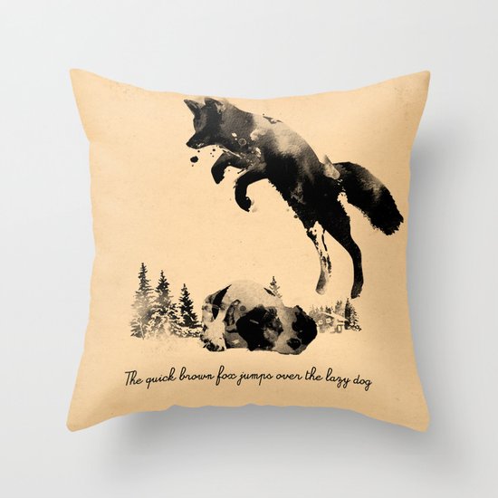 The quick brown fox jumps over the lazy dog Throw Pillow