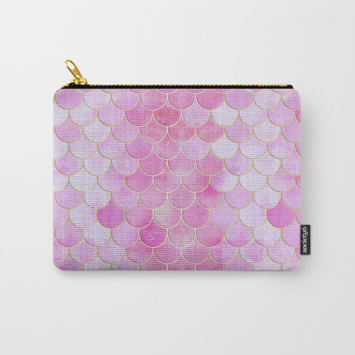 Pink Pearlescent Mermaid Scales Pattern Carry-All Pouch