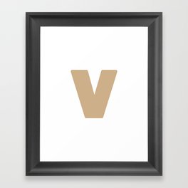 V (Tan & White Letter) Framed Art Print