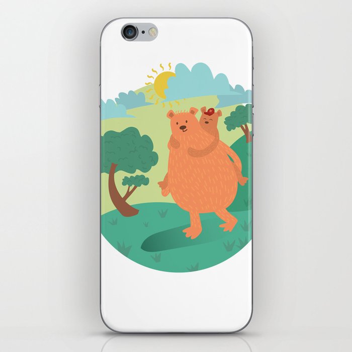 Bear-ther & son, piggy back time iPhone Skin