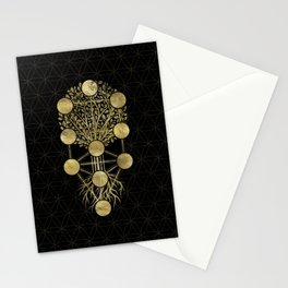 Kabbalah The Tree of Life Gold on Black N2 Stationery Card