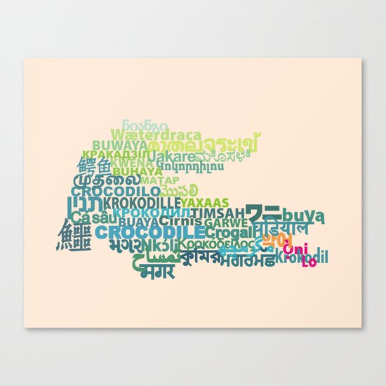 Crocodile in Different Languages Canvas Print