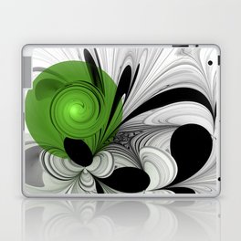 Abstract Black and White with Green Laptop Skin