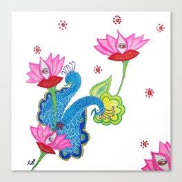 Lotus Peacock Canvas Print