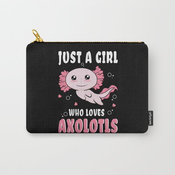 A Girl Loves Axolotls Walking Fish Kawaii Axolotl Carry-All Pouch