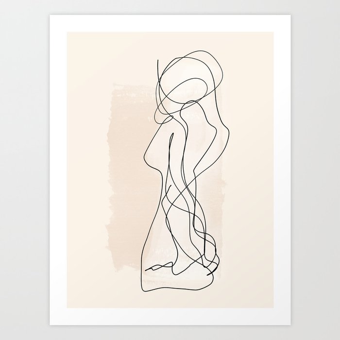 As One | Minimal Abstract Line Drawing Art Print
