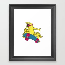Skateboarding Gecko Framed Art Print