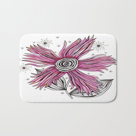 My Funky Valenting - Zentangle Pink Flower Bath Mat