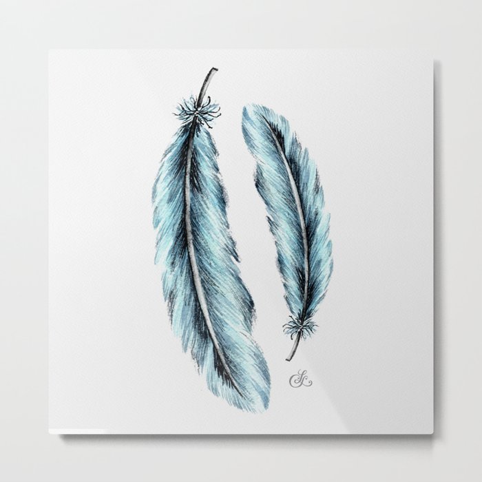 Blue Feathers Metal Print