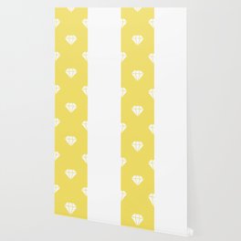 White Diamond Lace Vertical Split on Sunshine Yellow Wallpaper