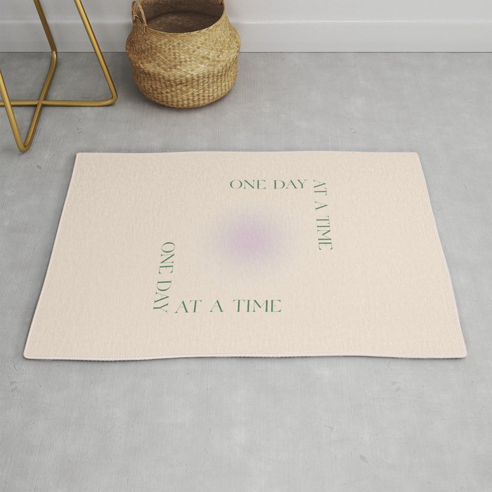 One day at a time | Green Purple Gradient | Motivational quote Rug