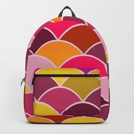 Waves Retro Vintage Pattern Design - yellow red pink Backpack