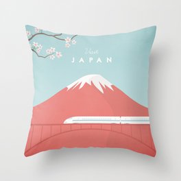 Vintage Japan Travel Poster Throw Pillow