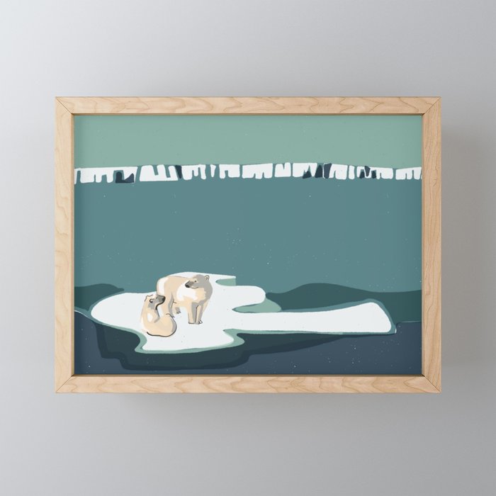 Polar bears on the ice Framed Mini Art Print
