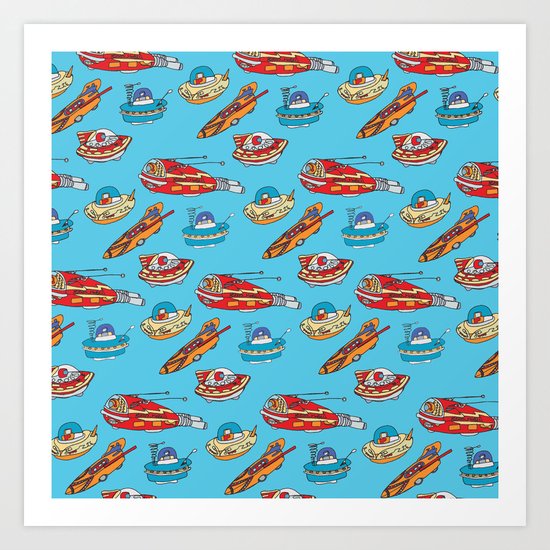 Drawn Spaceships Art Print