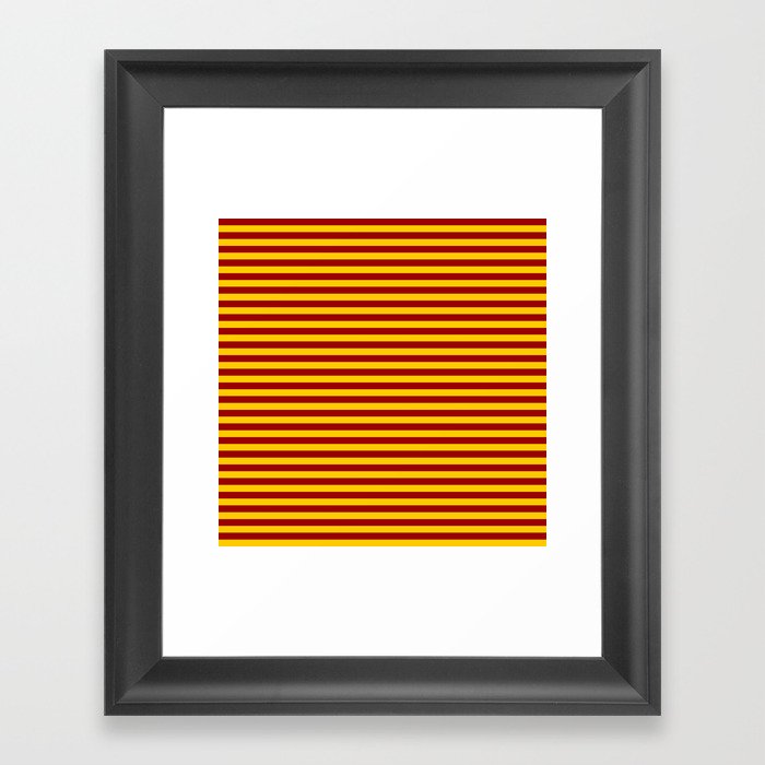 Cardinal and Gold Horizontal Stripes Framed Art Print