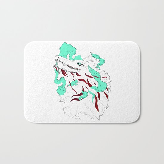 White Evil Wolf Bath Mat
