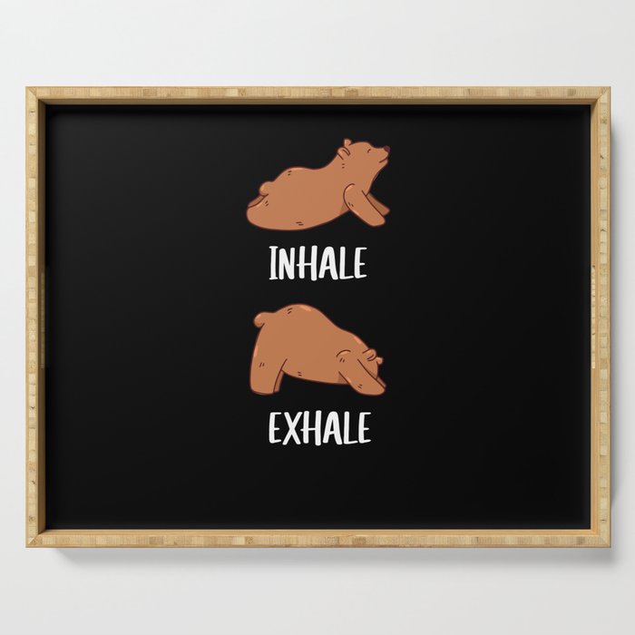 Bear Yoga Cute Bears Sports Inhale Exhale Serving Tray