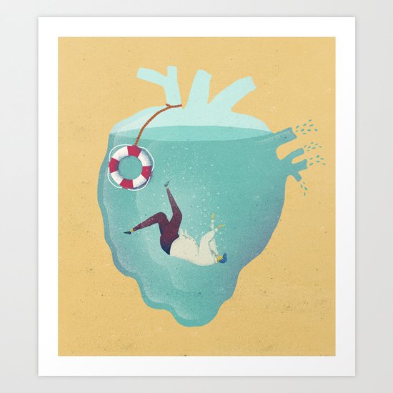 Drowning in love Art Print