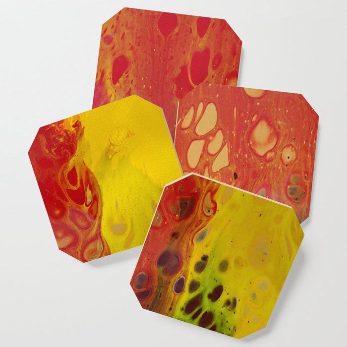 Mars Abstract Red Yellow Coaster