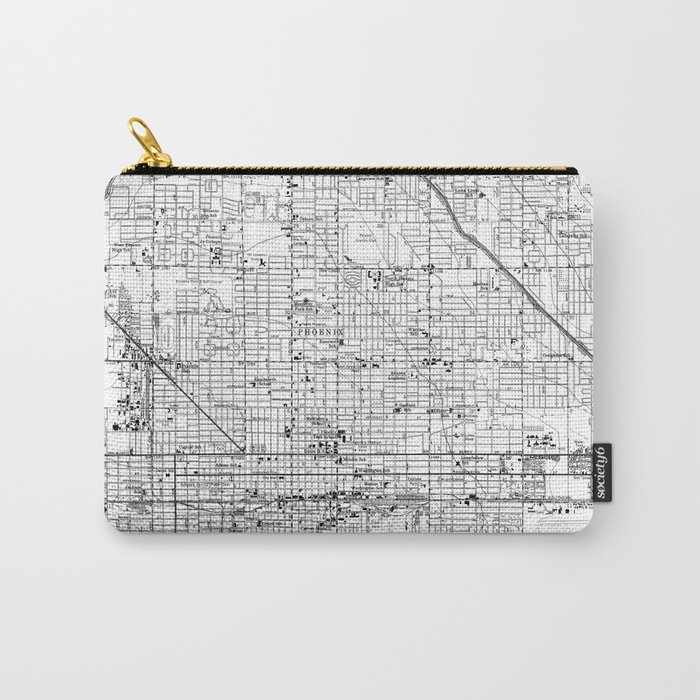 Vintage Map of Phoenix Arizona (1952) 2 BW Carry-All Pouch