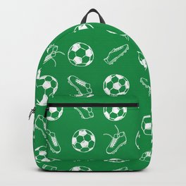 Soccer balls and boots doodle pattern. Digital Illustration Background Backpack