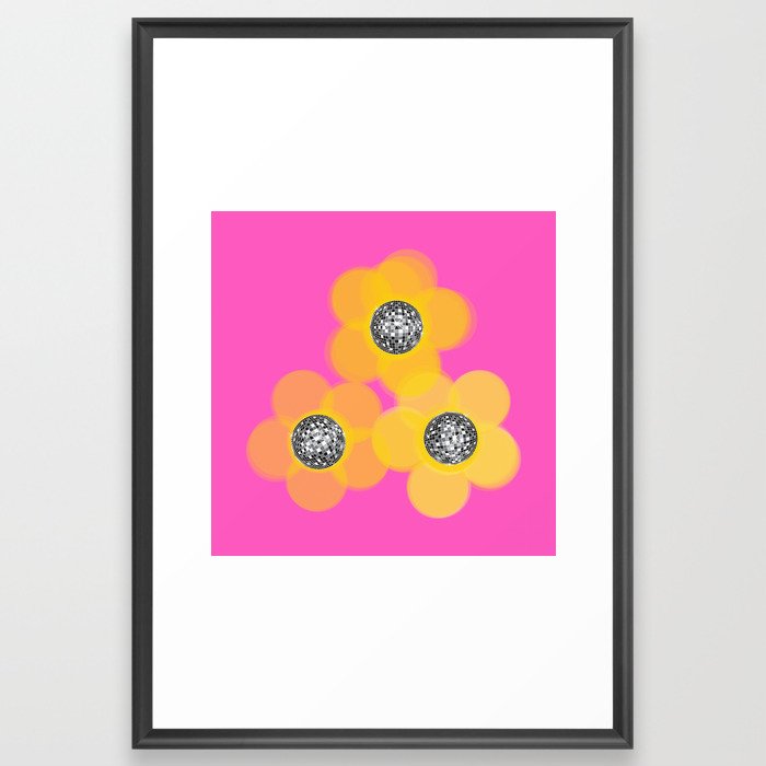 Disco Flowers Framed Art Print