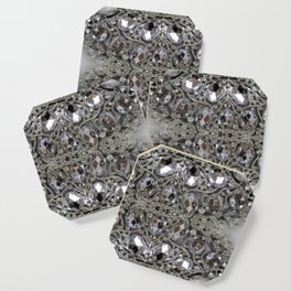 girly chic glitter sparkle rhinestone silver crystal Coaster