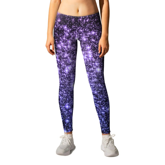 Galaxy Sparkle Stars Purple Periwinkle Blue Leggings by 2sweet4words  Designs