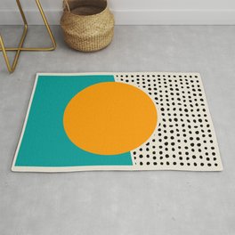 Modern Abstract Dots Turquoise and Yellow Colour Field Rug