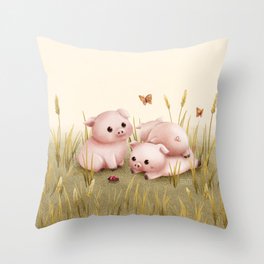 Clumsy Piglets Throw Pillow