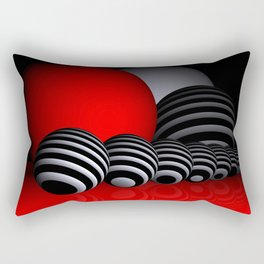 round and red and white and black Rectangular Pillow