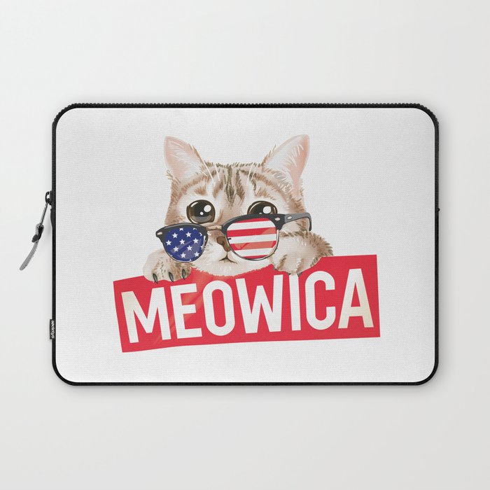 Meowica American Cat Independence Day Laptop Sleeve