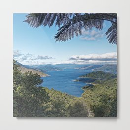 New Zealand Photography - Fitzroy Bay Surrounded By Forest Metal Print