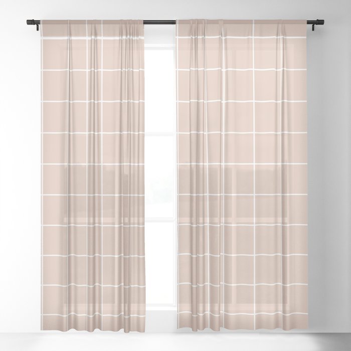 Sheer Curtain Grid pattern on dusty pink by ARTbyJWP | society6.com