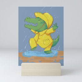 Rainy Crocodile Mini Art Print