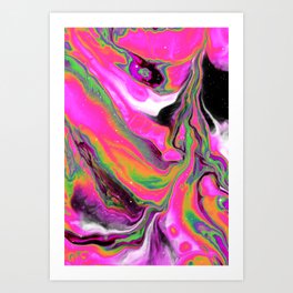 The End Iridescent Space Vaporwave Marble Abstract Background Art Print