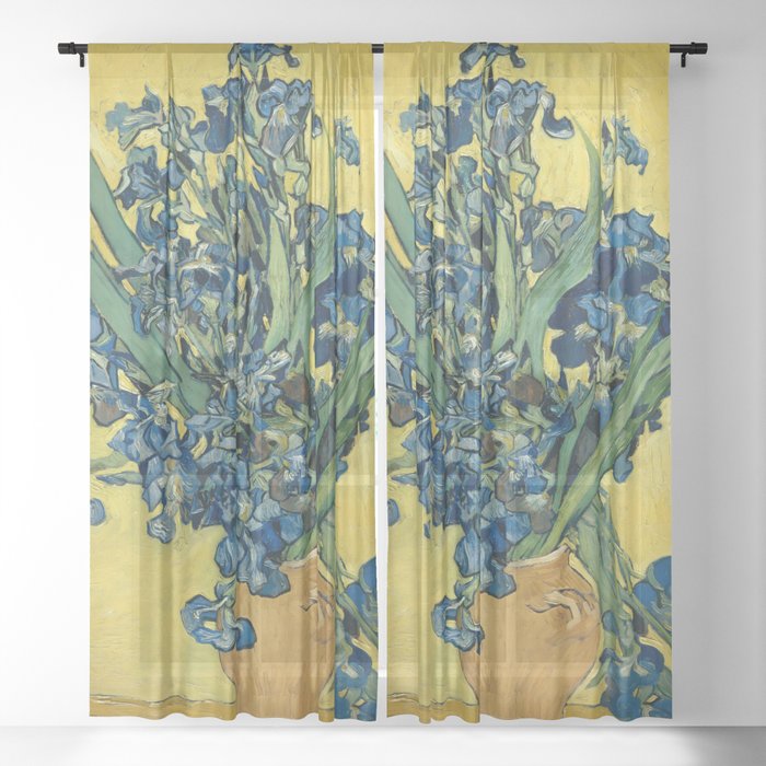 Vincent van Gogh Irises in Vase Oil Painting Sheer Curtain