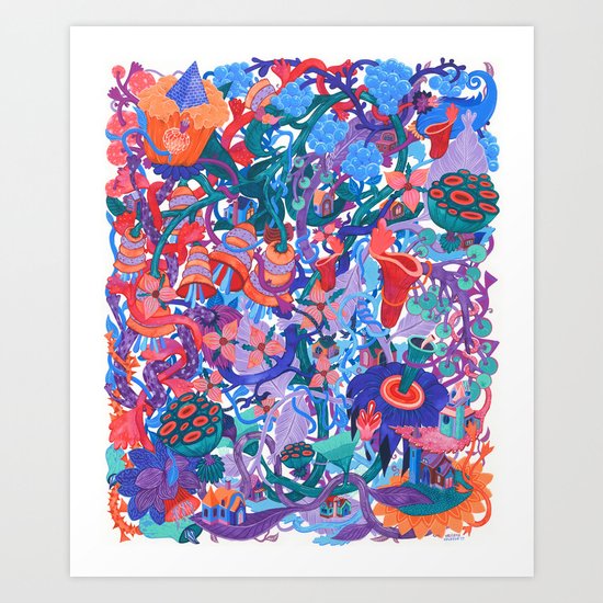 Flower Village Art Print