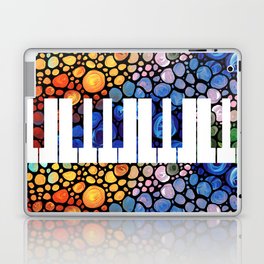 Whimsical Mosaic Music Art - Colorful Piano Laptop Skin