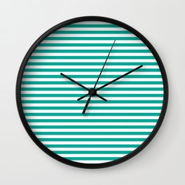 Persian Green Small Horizontal Stripes | Interior Design Wall Clock