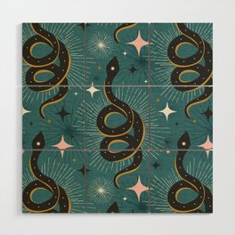 Slither Through The Stars Teal Wood Wall Art