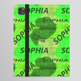 pattern with the name Sophia in green colors and watercolor texture iPad Folio Case