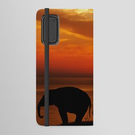 South Africa Photography - The Silhouette Of Elephants  In The Sunset Android Wallet Case