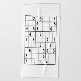 Sudoku Series: Hard Level - Mono Beach Towel
