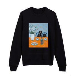 Cats and a French Press Kids Crewneck