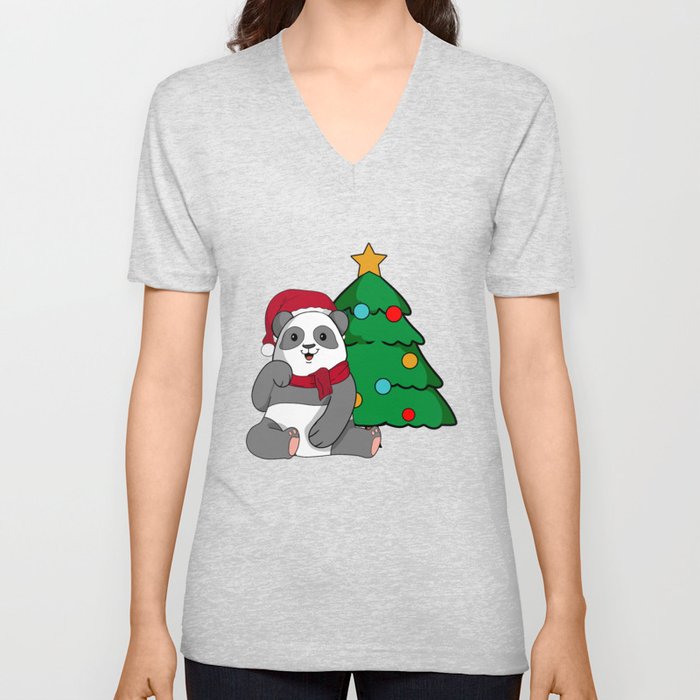 Panda Christmas T Shirt V Neck T Shirt